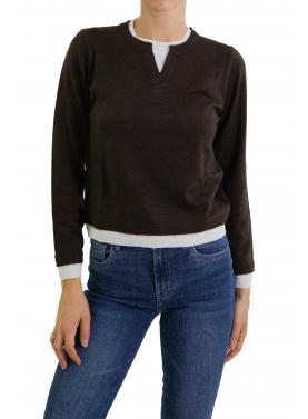 Maglione girocollo bicolore 